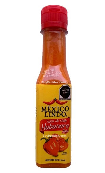 5-Pack Mexico Lindo Red Habanero Hot Sauce / Salsa Habanera Roja. 150m ...