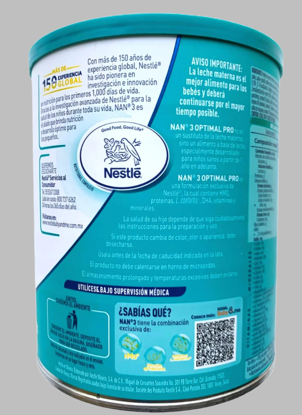 NESTLE NAN OPTIMAL PRO 3 Baby Formula w/probiotics & iron 1yr &up 720gr /25.4oz