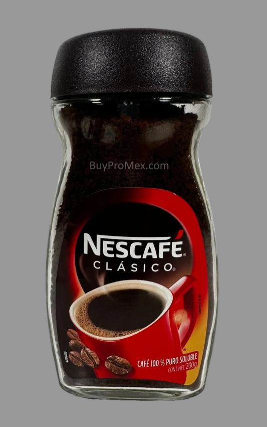 Nescafe Clasico instant coffee jar on a white background