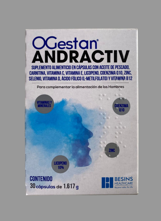 OGestan ANDRACTIV Nutritional Supplement. 30 Capsules of 1.617g