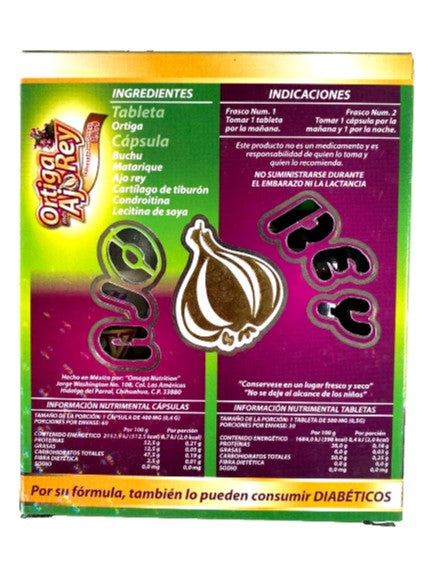 Ortiga + Ajo Rey Omega 3,6,9 30 Tab/ 60 Cap  500mg/400mg
