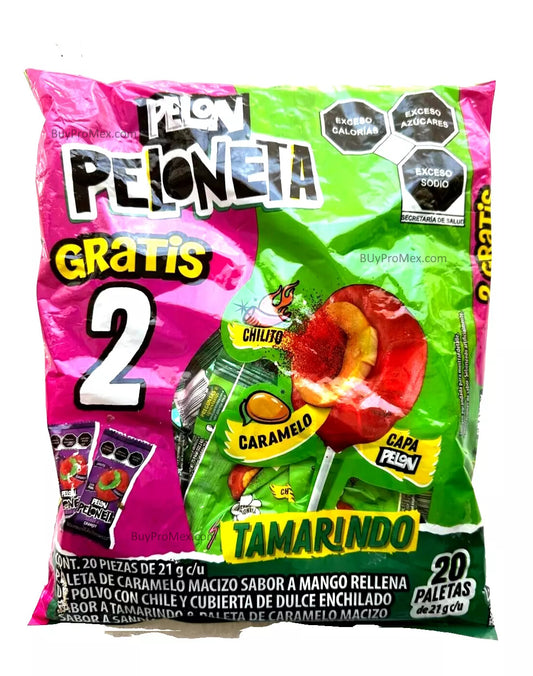 Paletas Pelon Peloneta Tamarindo/ Tamarind Spicy Lollipops 20pzs 420g/14.81oz