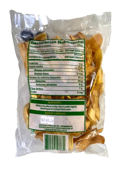 4Pk-El Manantial Platano Macho Frito/Fried Plantain 100% Michoacano 125g/4.40 oz