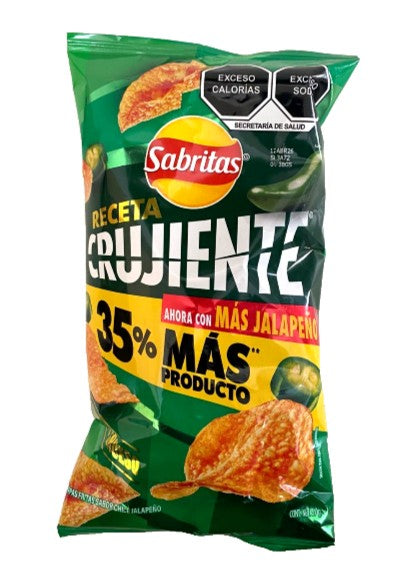 6-Pk Sabritas Receta Crujiente Jalapeño Potato Chips 57gr/2.01oz ea.