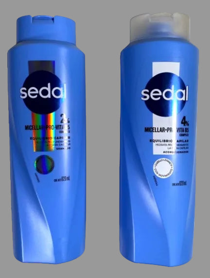 Two blue bottles of Sedal product on a white background