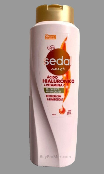 A bottle of SEDA Care Plus Hyaluronic Acid, Vitamin C Conditioner, in a 620ml packaging.