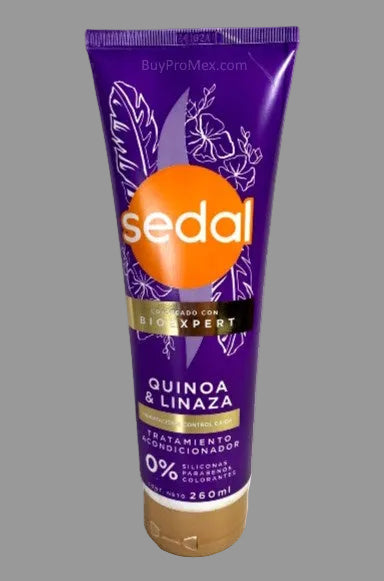 Purple tube of Sedal hair product with orange logo on a white background