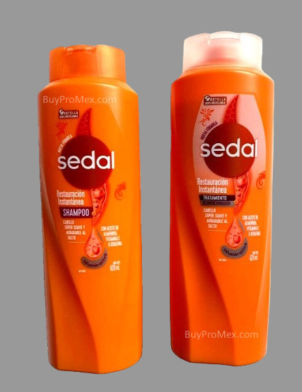Two bottles of Sedal Restauracion Instantanea Shampoo & Conditioner, each with a volume of 620ml, displayed side by side.