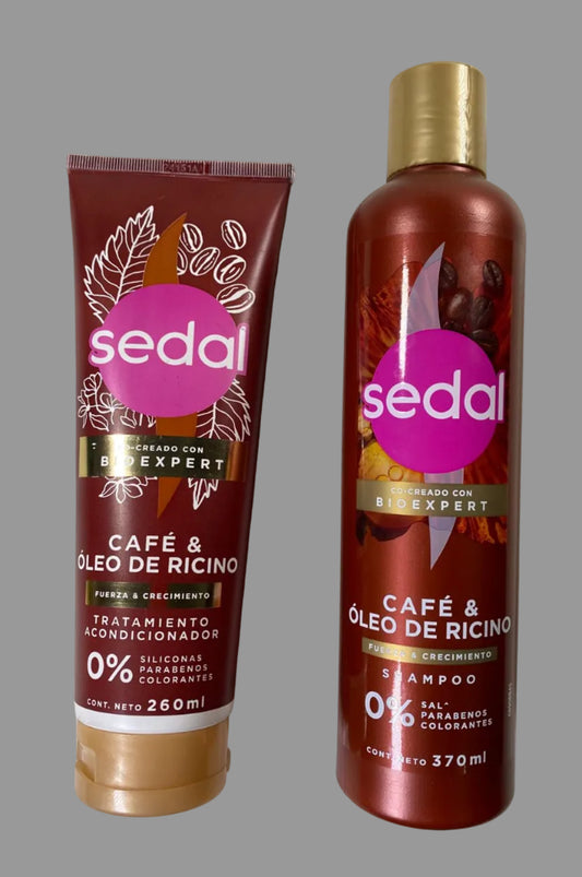 Sedal shampoo and conditioner bottles on a light gray background