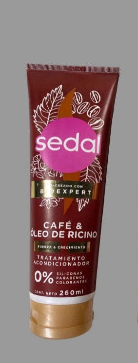 Sedal hair care products with a tube and bottle on a gray background