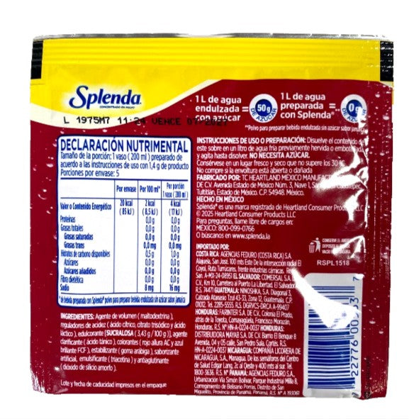 8-Pk Splenda Jamaica Powdered Drink Mix 7gr/.24oz