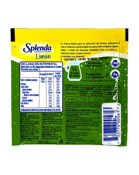 8-Pk  Splenda Limon Powdered Drink Mix 7gr/.24oz