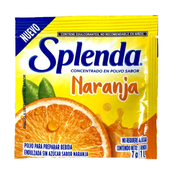 8-Pk  Splenda Orange/Naranja Powdered Drink Mix 7gr/.24oz