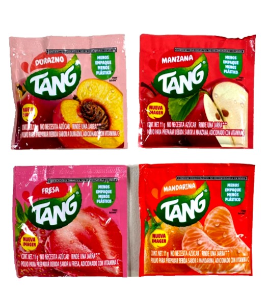 Tang Variety Pack — 8 Sachets | 4 Flavors | Durazno, Manzana, Fresa, Mandarina
