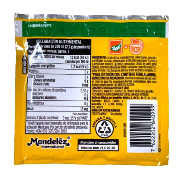 12-Pk TANG Tang Naranja Orange Drink Mix — 11g Packet | Imported from Mexico
