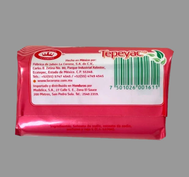 Tepeyac Rosa bar soap 150g back label ingredients barcode La Corona Mexico
