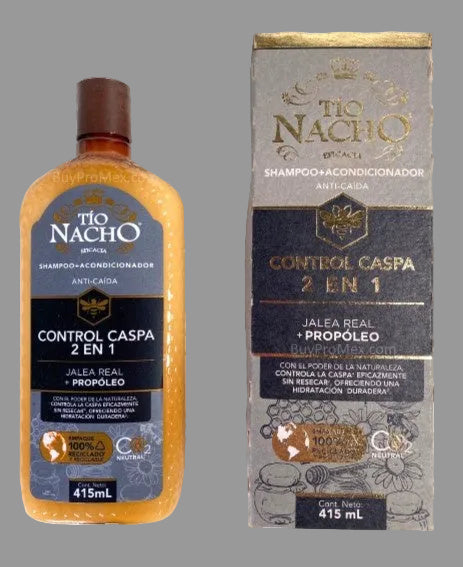 Tio Nacho shampoo bottle and packaging on a white background