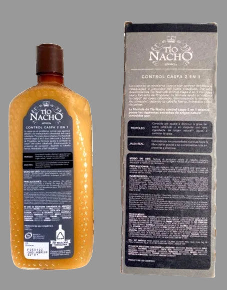 Tio Nacho shampoo bottle and packaging on a white background