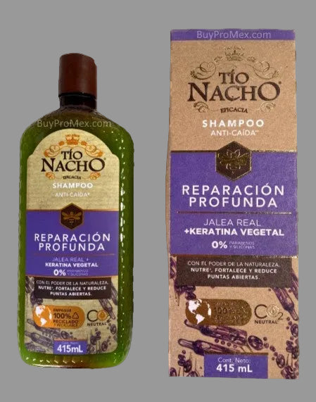 Tio Nacho shampoo bottle and packaging on a white background