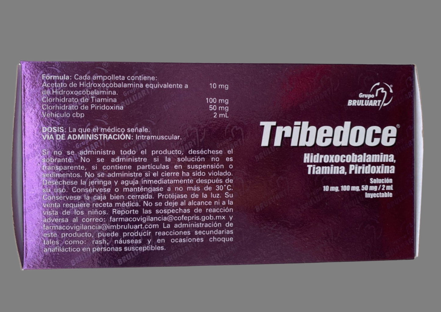 Tribedoce 50,000 Hydroxocobalamin, Thiamine, Pyridoxine Vitamin B Complex 5 Ampules