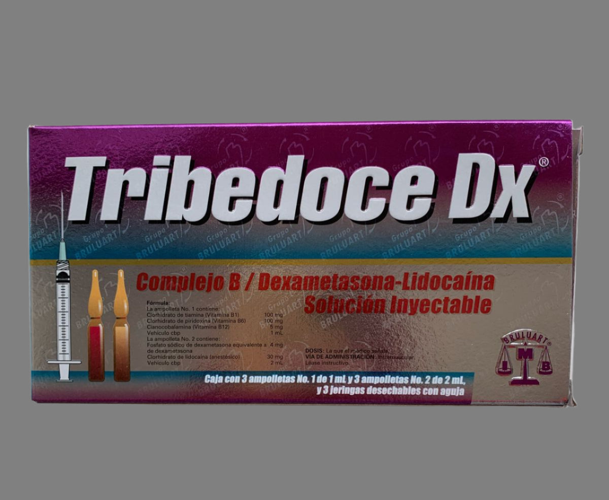 Tribedoce Dx Vitamin B Complex, Dexamethasone, Lidocaine 3 ampules & syringes.