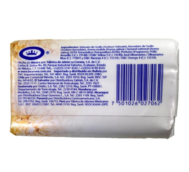 Rosa Venus Avena bar soap 150g back label ingredients barcode La Corona Mexico