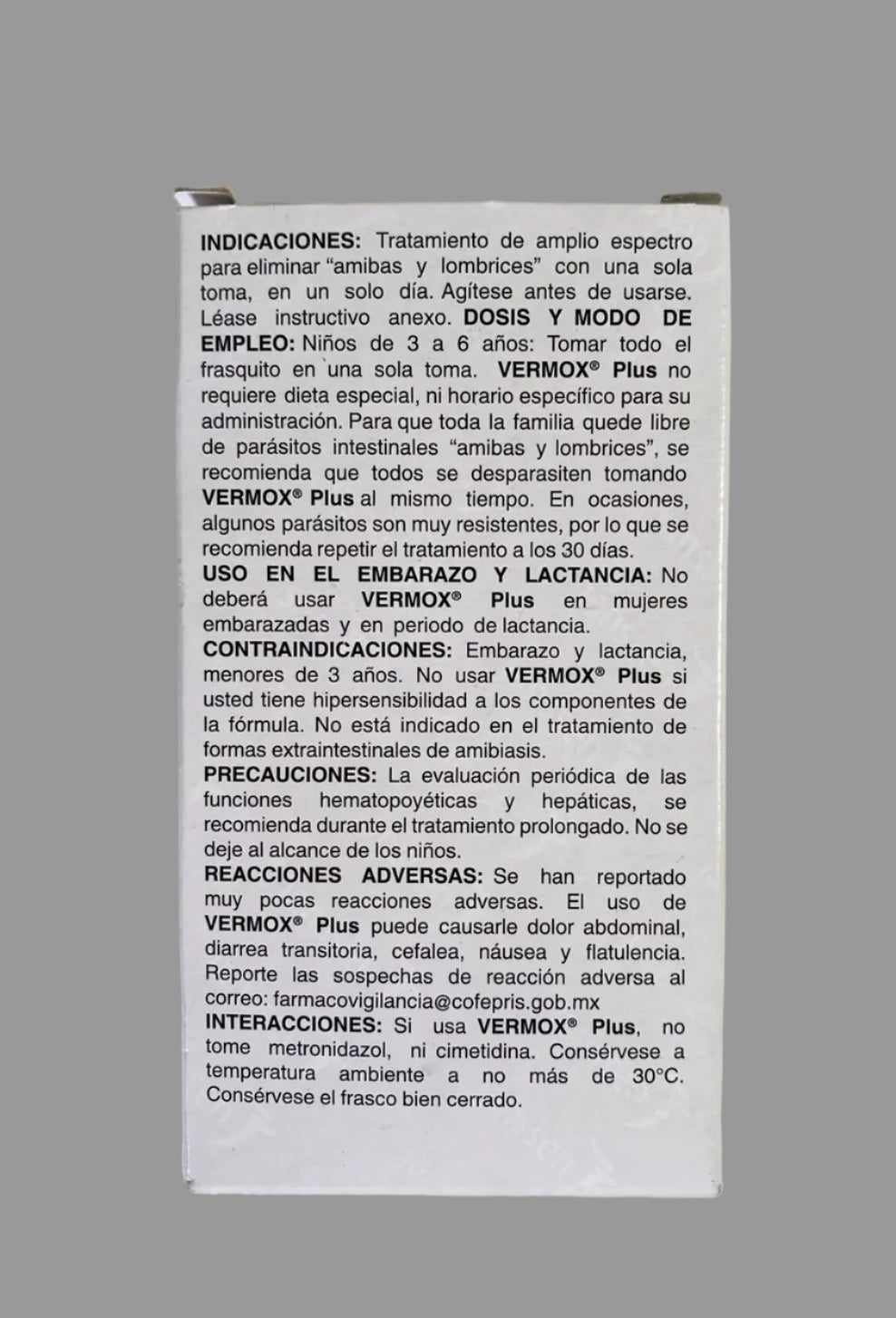 Vermox Plus Pediatric 60mg/10mg