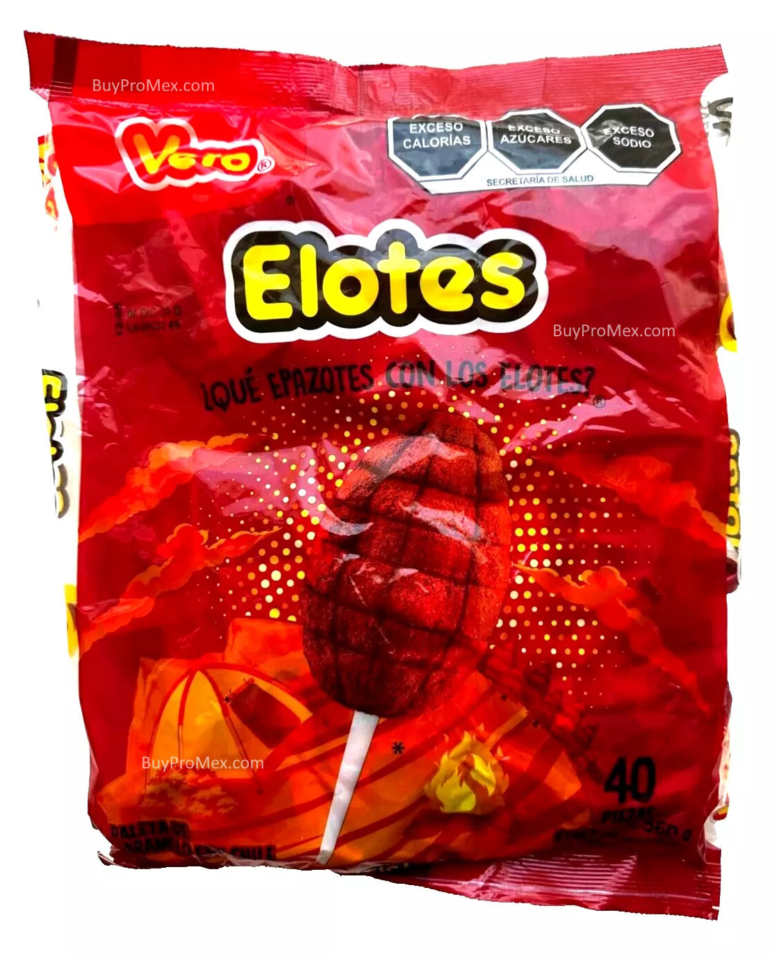 Vero Paletas Elotes c/Chile / Vero Spicy Lollipops 40pzs 560g/19.75oz