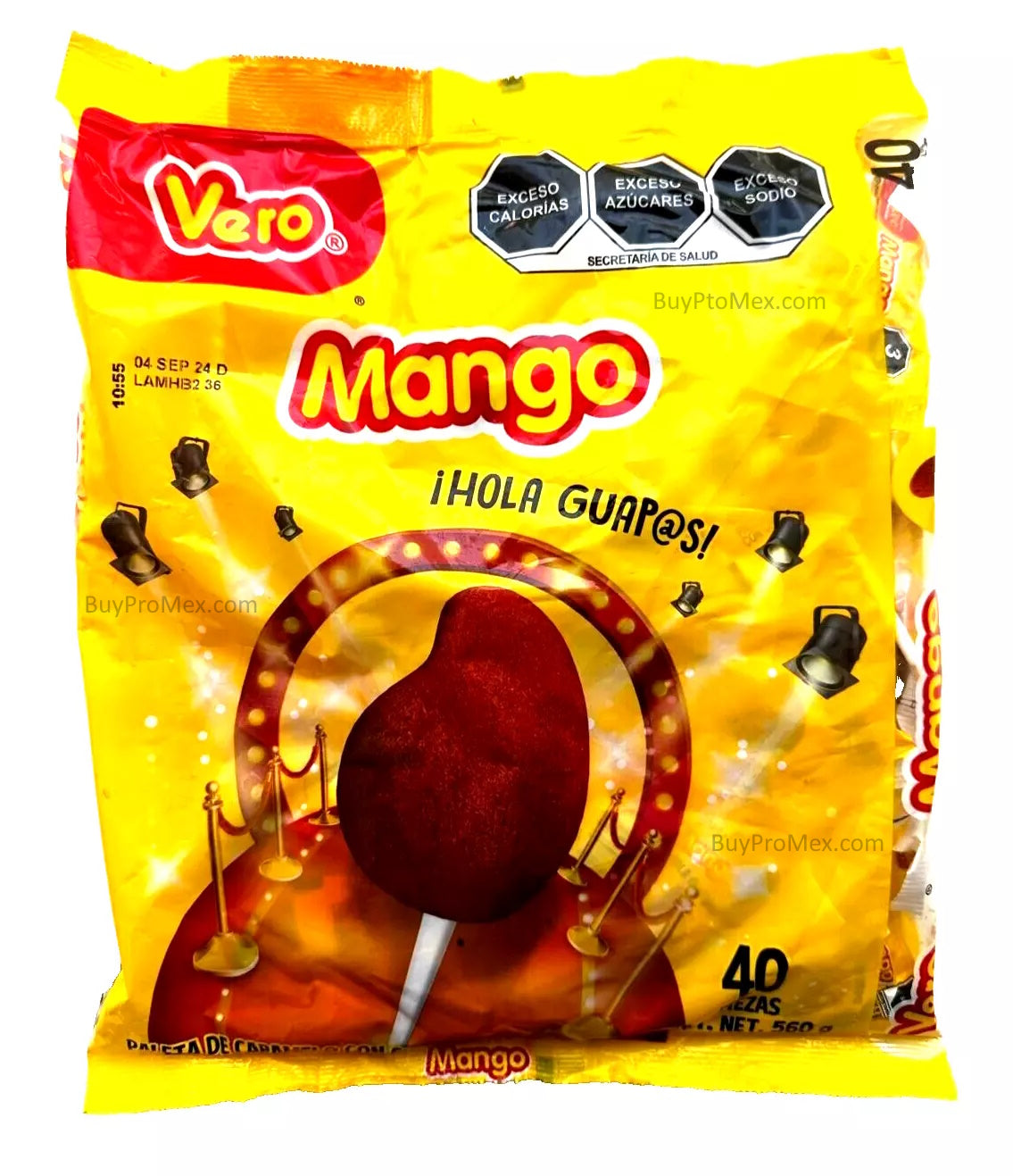 Vero Paletas Mango c/Chile / Vero Spicy Mango Lollipops 40pzs 560g/19.75oz