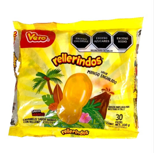 2Pk-Vero Rellerindos Mango Enchilado/Chilli-Filled Mango Caramel Candy 330g/12oz