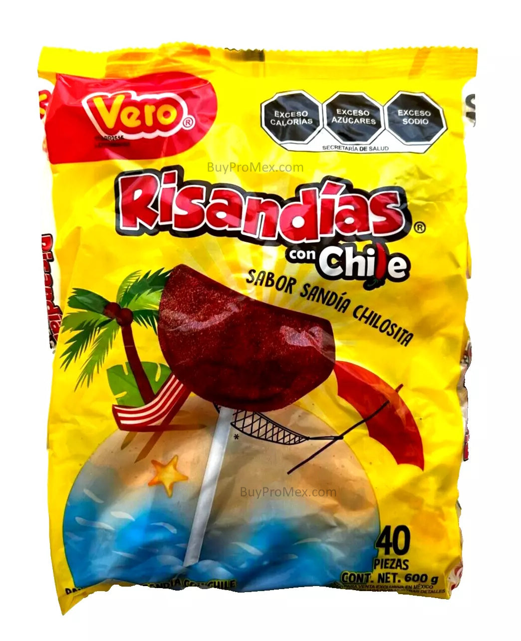 Vero Paletas Risandias c/Chile / Vero Spicy Lollipops 40pzs 600g/21.16oz