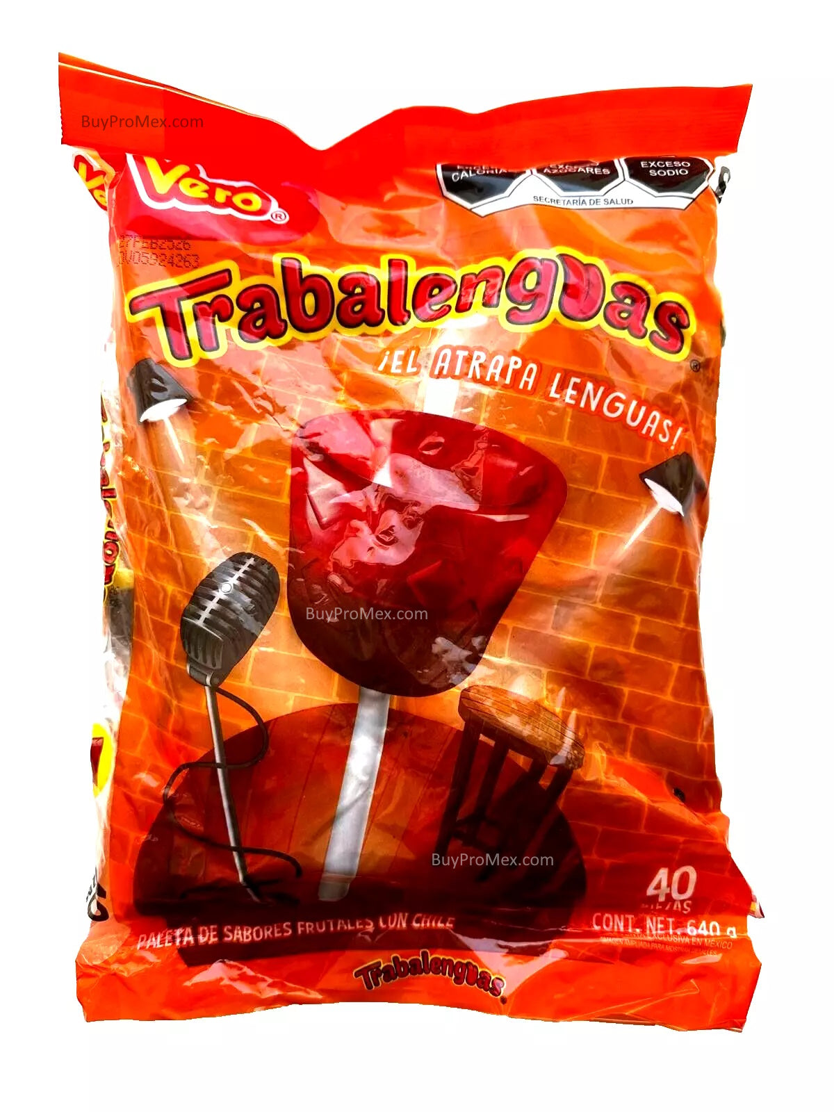 Paletas Vero Trabalenguas/Vero Tongue Twist Spicy Lollipops 40pzs 620g/21.86oz