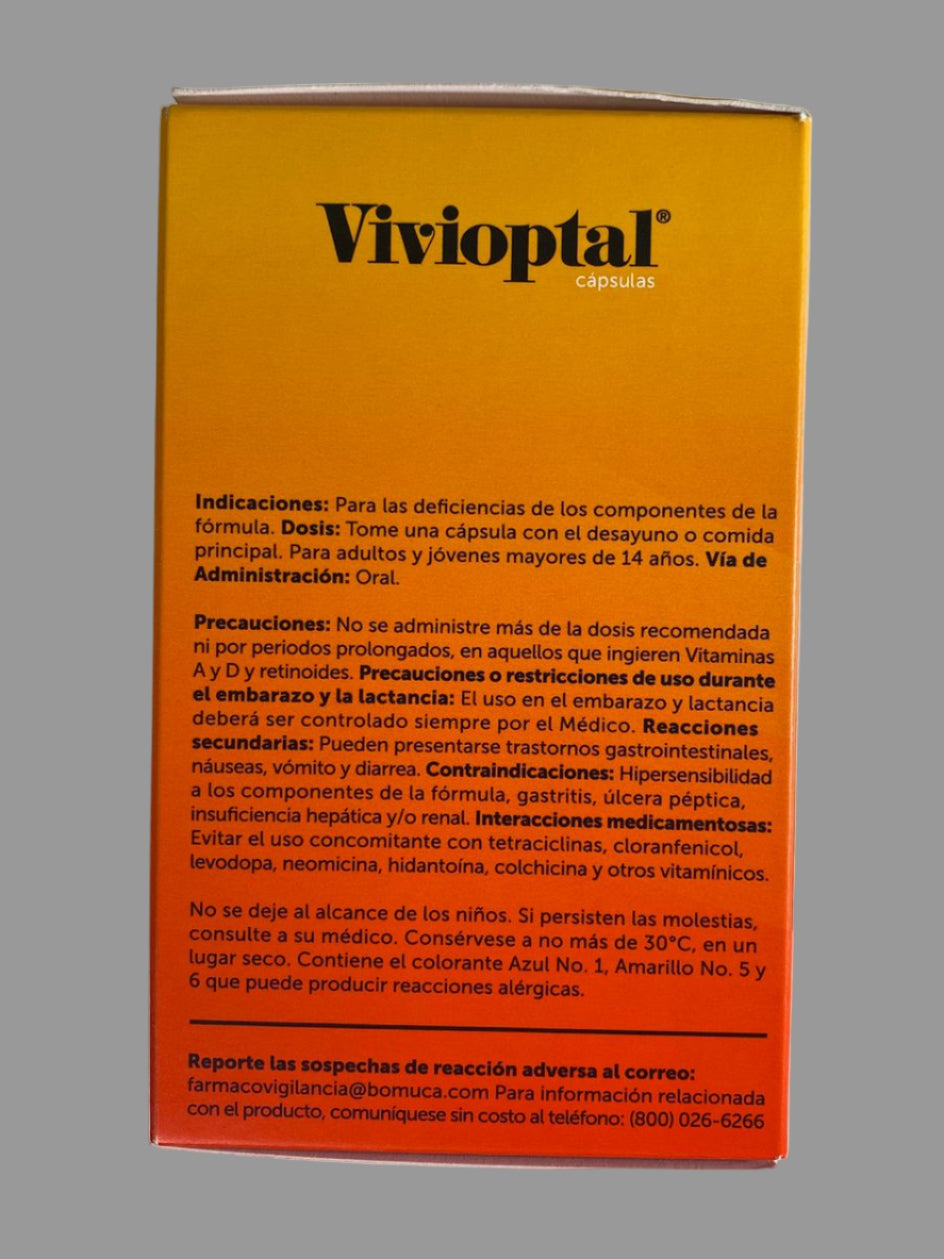 Vivioptal box with text on a gray background