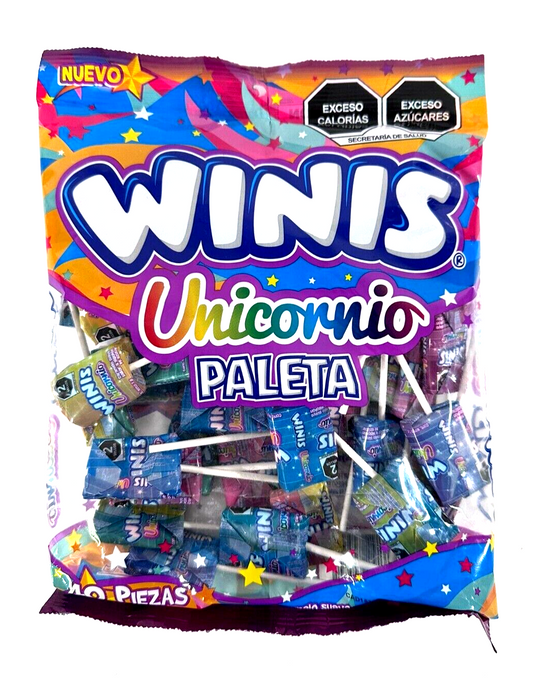 2-Pk Winis Unicornio Taffy Lollipops 40pcs 280g