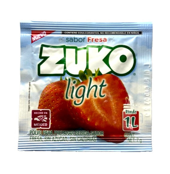 12 Pk Zuko Light Fresa Strawberry Drink Mix 7g Sugar Free 1L Ea