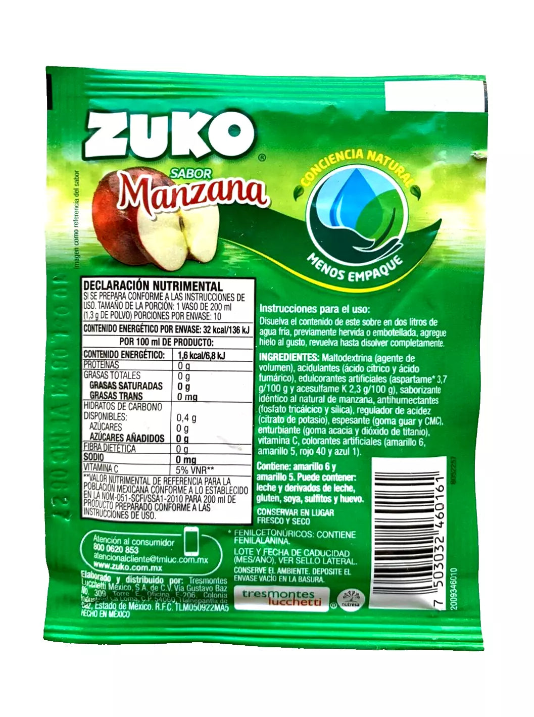 12-Pk ZUKO Apple Powder Drink  13g/.45oz