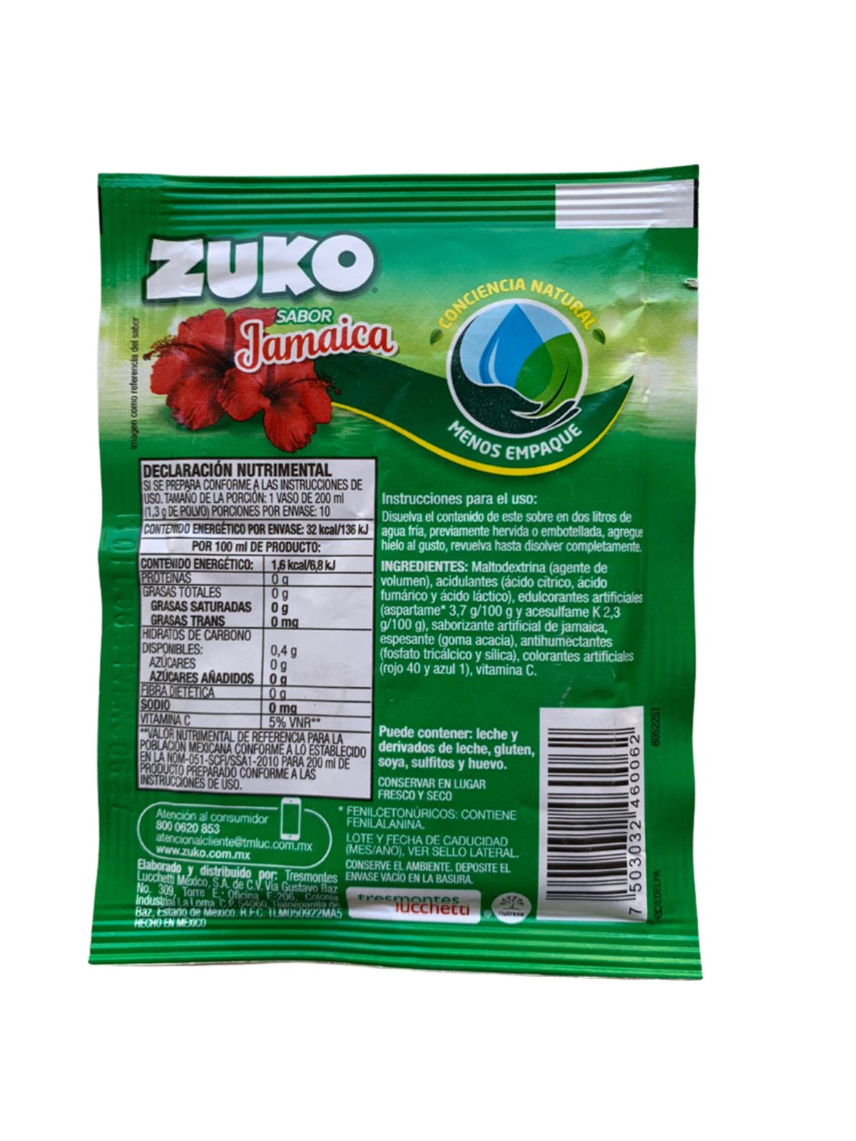 12-Pk ZUKO Powdered Jamaica Drink Flavor 15g/.4oz