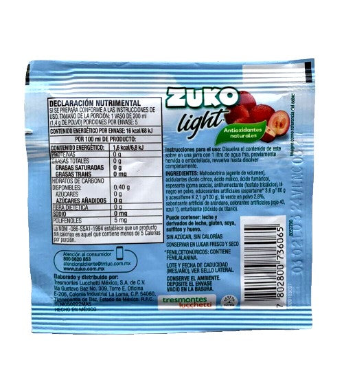 12-Pk Zuko Light Arandano Zuko Light Cranberry 7g/.24oz