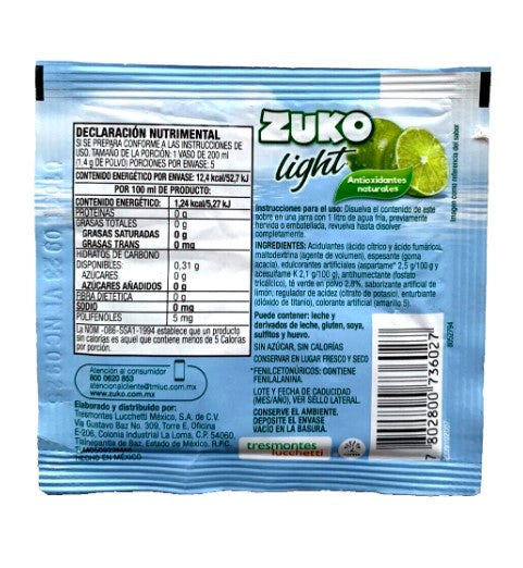 12-Pk Zuko Light Lemon 7g/.24oz