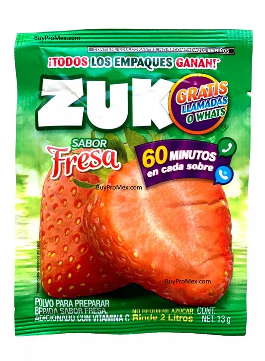 12-Pk ZUKO Strawberry Flavor Powdered Drink Mix 13g/.45oz