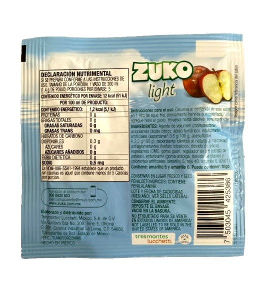 12-Pk Zuko Light Manzana/ Zuko Light Apple 7g/.24oz