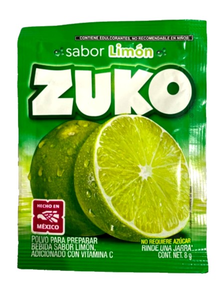 12-Pk ZUKO Limon/ Lemon ZUKO Powder Drink Flavor 8g/.28oz