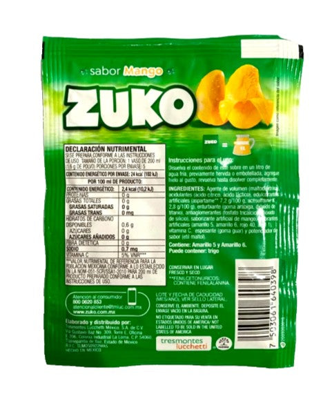 12-Pk ZUKO Mango Powdered Drink Mix 8g/.28oz