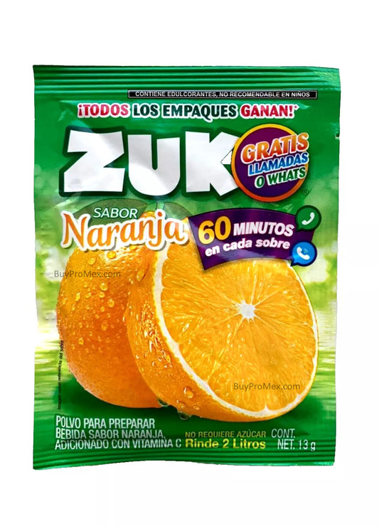 12-Pk ZUKO Naranja / Orange ZUKO Powder Drink Flavor 13g/.45oz