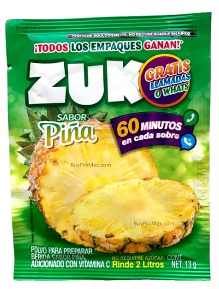 12-Pk ZUKO Pineapple Powder Drink Flavor 13g/.45oz