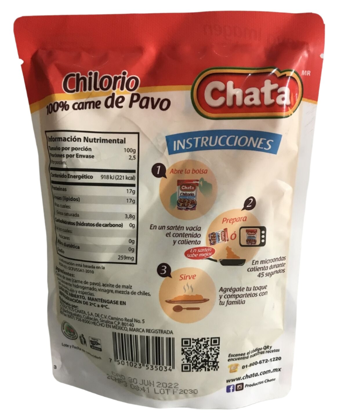 4-Pack Chata Seasoned Turkey Chilorio / Chata Chilorio Pavo 215g/7.5oz ea.