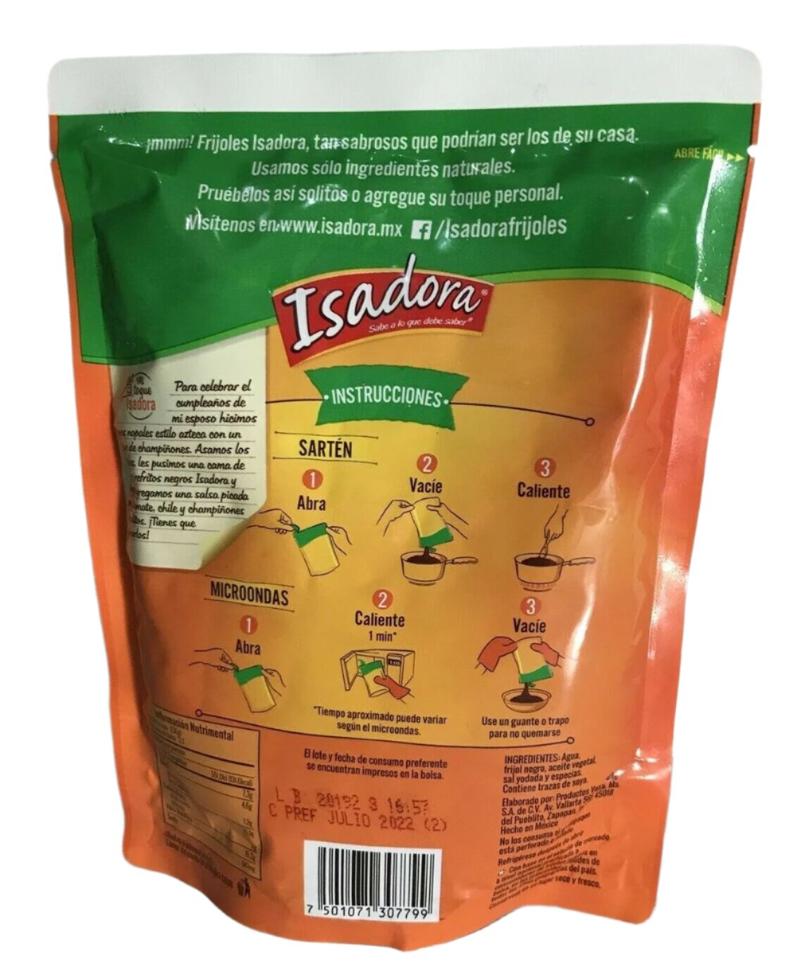 4-Pk Isadora Mex Refried Black Beans / Frijoles Refritos Negros. 430g/15oz