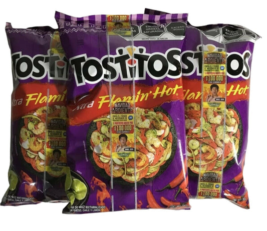 3-Pk Sabritas Tostitos XTRA FLAMIN HOT 180g/6.3oz