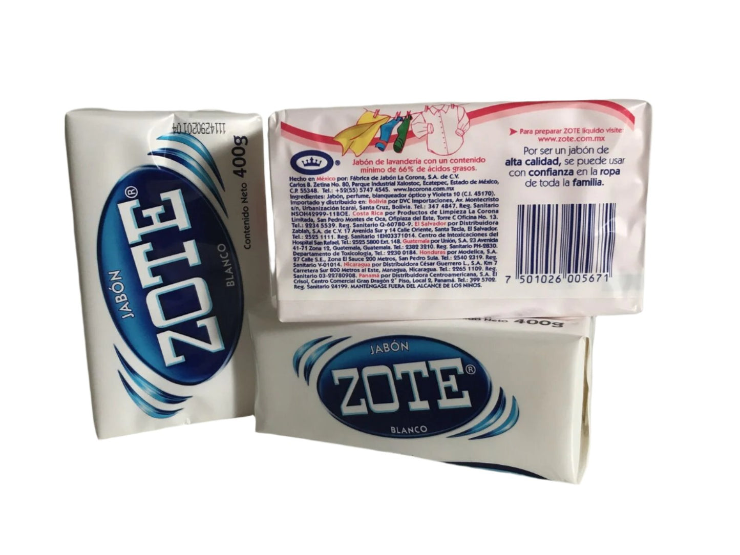 3-Pk Mexican Soap Zote White&Pink 400g/14.1oz