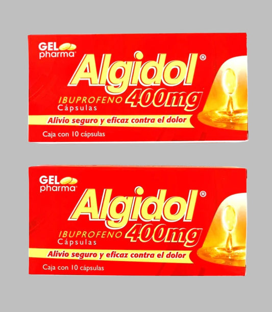 2-Pk Algidol Ibuprofen Gel Capsules 10 tablets 400mg